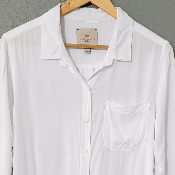 Casa Cabana Womens Long Sleeve Button Up Shirt Size L White Capsule Normcore - Picture 3 of 10